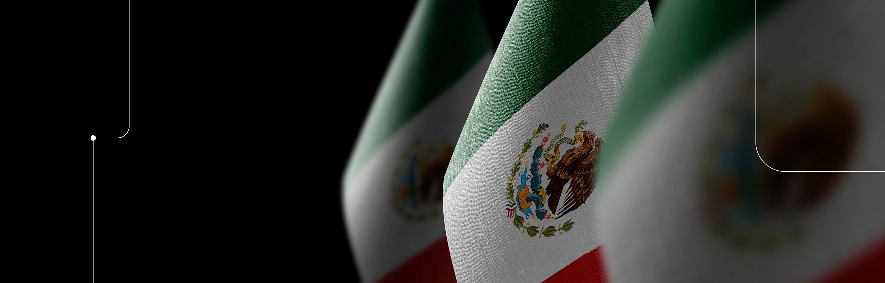 Graphic of Mexico's flag on black background